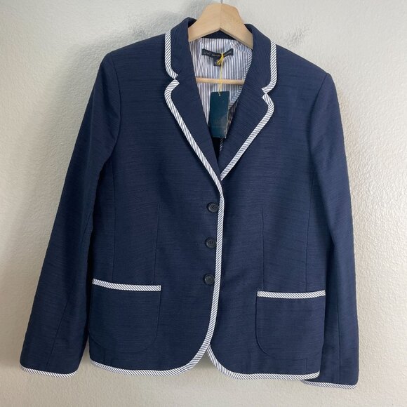 NEW 346 Brooks Brothers Womens 12 Navy Blazer Cotton Jacket Nautical Preppy - Picture 9 of 14
